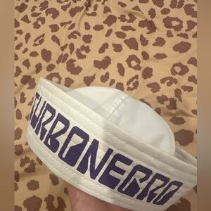 Turbonegro White Sailor Beanie with Purple Lettering